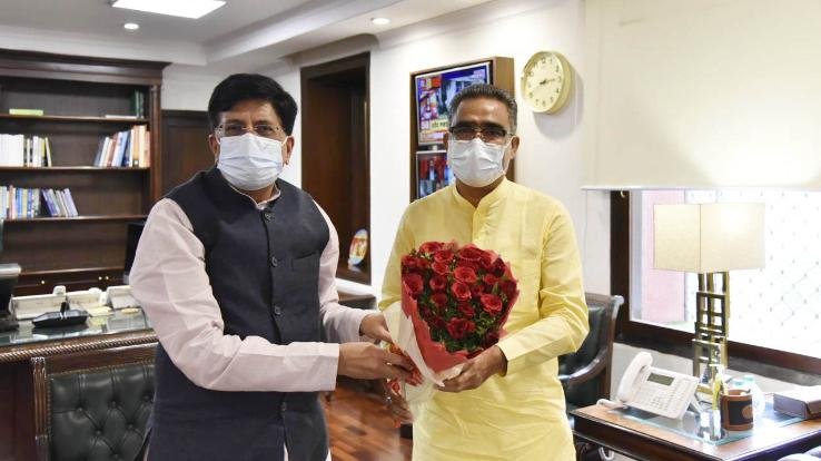 Industries Minister Bikram Singh meets Union Minister of Railways, Commerce and Industry Piyush Goyal in Delhi