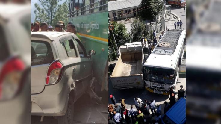 Two road accidents occurred in district Kinnaur, a collision between buses and private vehicles, all safe