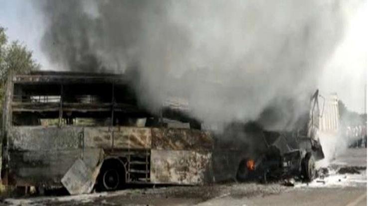 Rajasthan: Heavy collision between tanker and bus on Barmer-Jodhpur highway, 12 people died