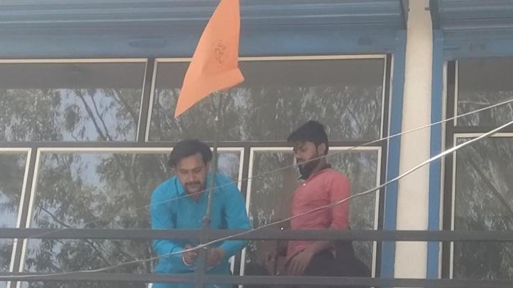 Celebrated Hindu New Year with flags of Karni Sena Neom