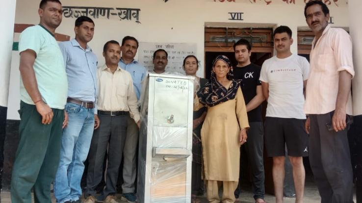Social worker Savitri Devi donated water cooler to the school