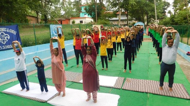Yoga done in BL Central Senior Secondary School