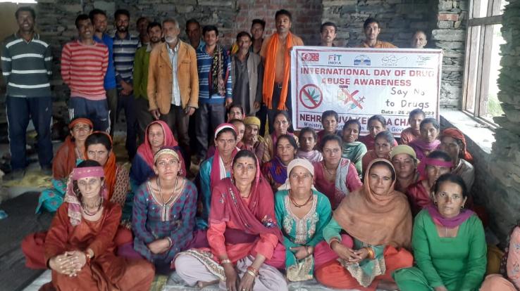 Drug-free awareness campaign lit in village Meetude of Panchayat Jhajha Kothi