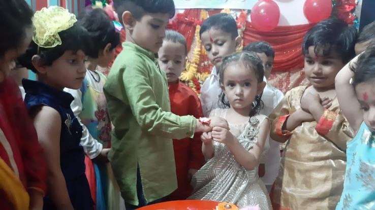 Rakhi making organized for the students of Sai International School