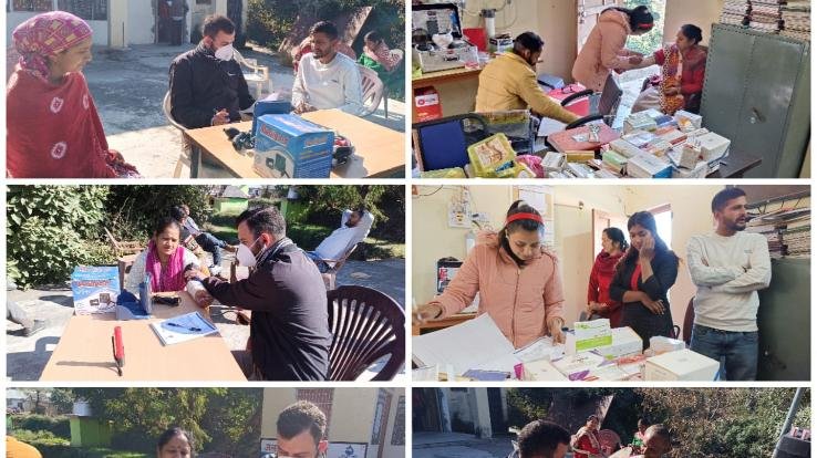 Free health checkup camp organized in Panchayat Bhavan of Panchayat Kacholi