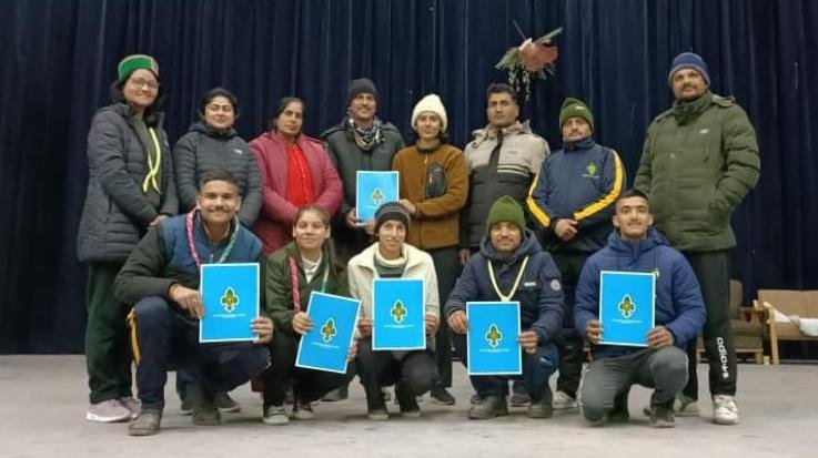 Rover Om Dutt of Degree College Solan led the contingent of The Bharat Scouts and Guides Himachal Pradesh