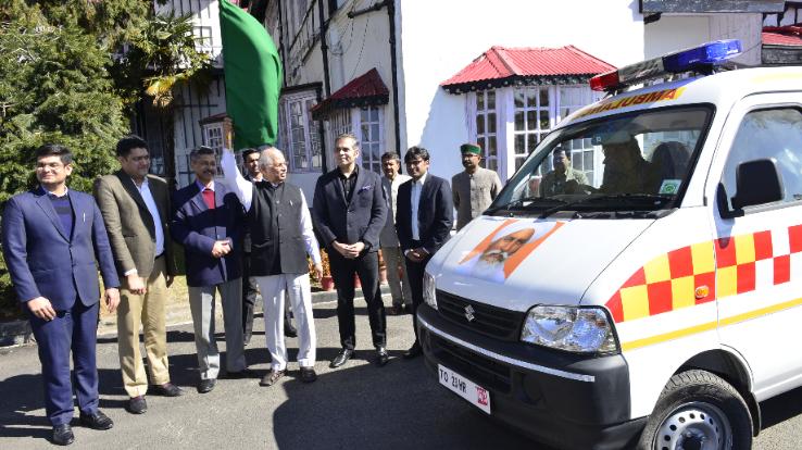 The governor flagged off the ambulance