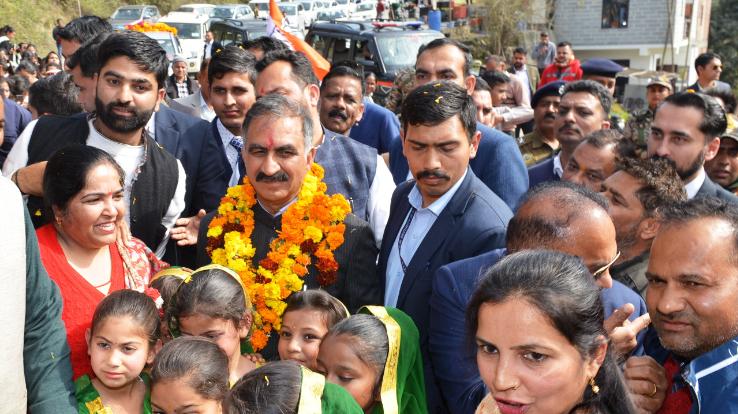 Festive atmosphere on Chief Minister's first visit to Nadaun