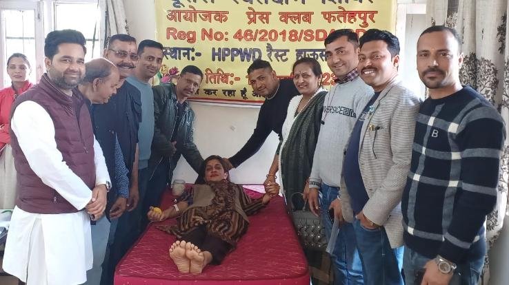 Blood donation camp organized at Rest House Fatehpur, 93 units of blood collected