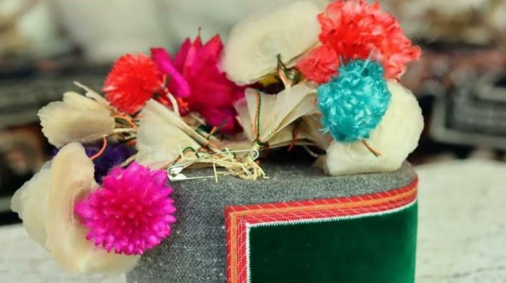 Himachali cap decorated with sackcloth
