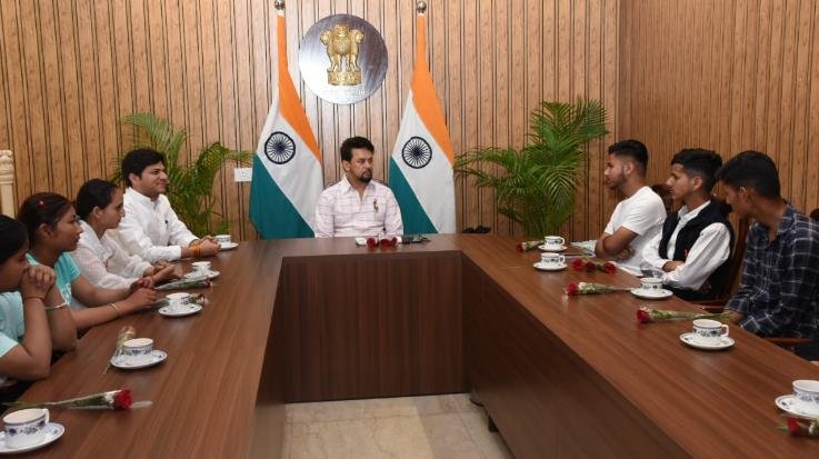 Children of Karsog met Union Minister Anurag