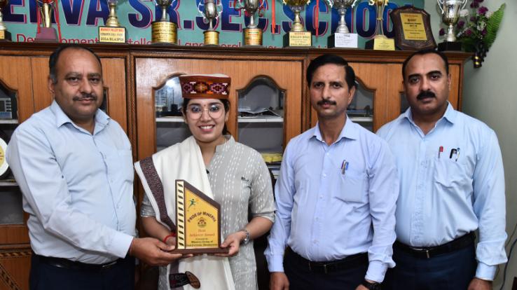 Ghumarwin: Anshu Chandel honored with Pride of Minerva Award for standing second in HAS exam