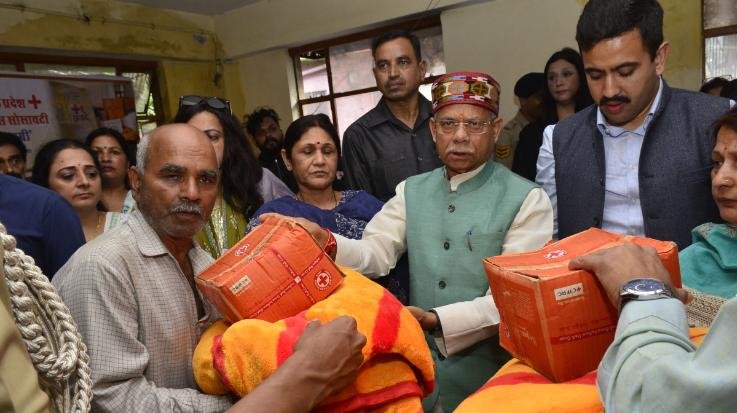 Governor distributed relief material to the affected people of Krishna Nagar