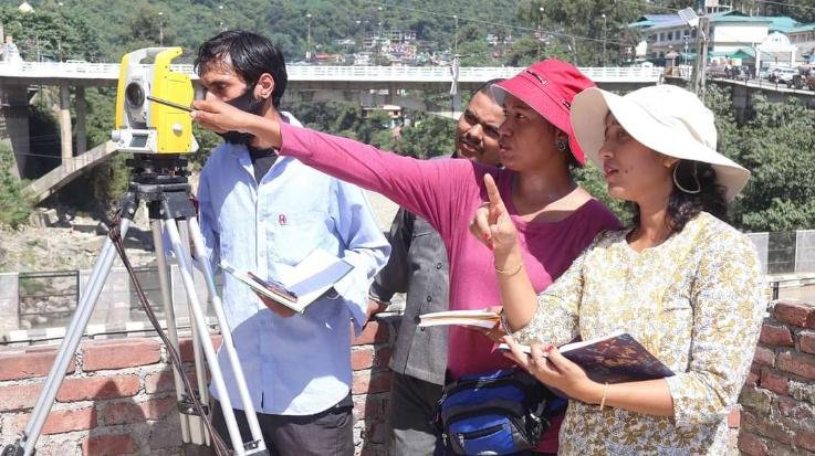 Mandi: Detailed mapping of landslide near Vishwakarma temple done.