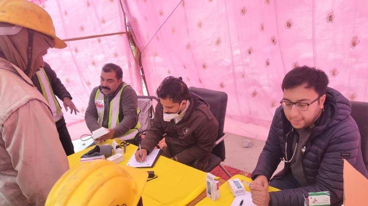 Free health checkup of workers in Shong-Tong Karcham Hydro Project of Kinnaur