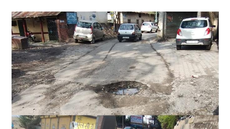 Jaisinghpur: Potholes in the road are inviting accidents in Lambagaon.