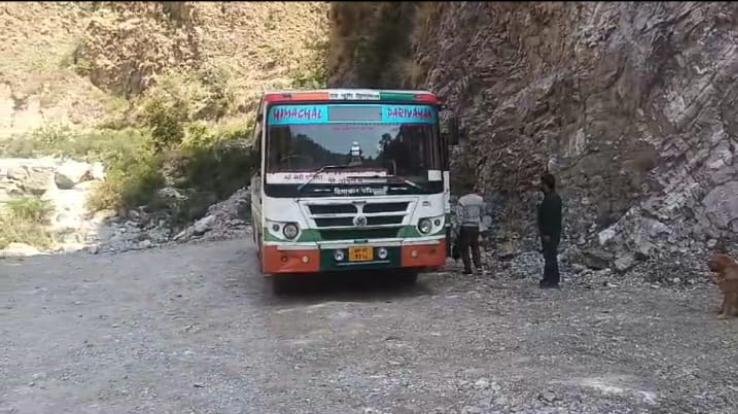 Karsog: The newly constructed Chaira-Bhavah road was passed by running HRTC bus.
