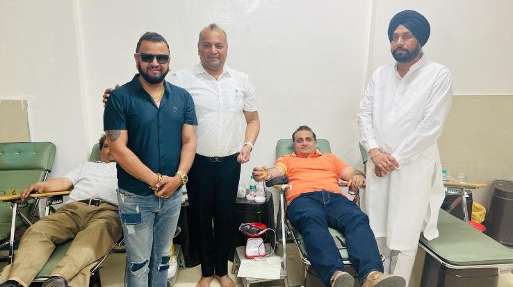 Self. 121 blood donors donated blood in the grand blood donation camp organized on the birthday of Amit Singla.