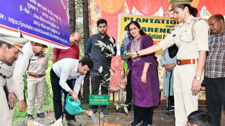 Solan: 100 saplings were planted during the plantation campaign in Gram Panchayat Seri.