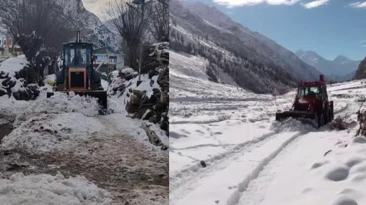 Machinery engaged in snow removal work in Lahaul-Spiti, Meteorological Department again expressed the possibility of snowfall