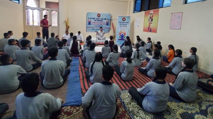 International Yoga Day celebrated at Laureate Global School, Dole by Wellness Club of Laureate Institute of Pharmacy, Kathug