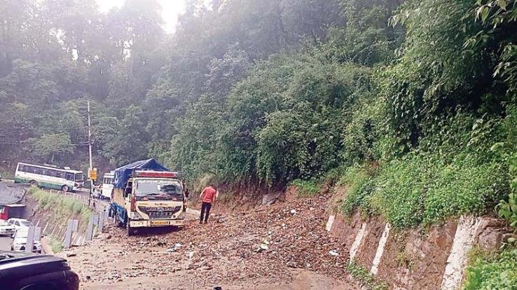 Monsoon impact begins in Himachal; landslide in Shimla, road closed.
