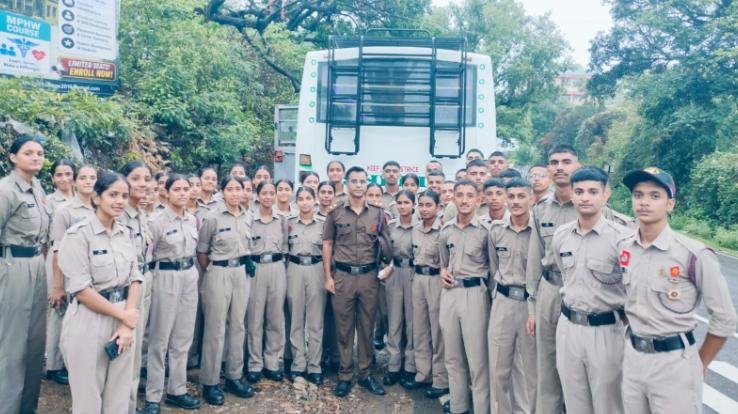 NCC cadets from Dhaliara College depart for a 10-day annual training camp.