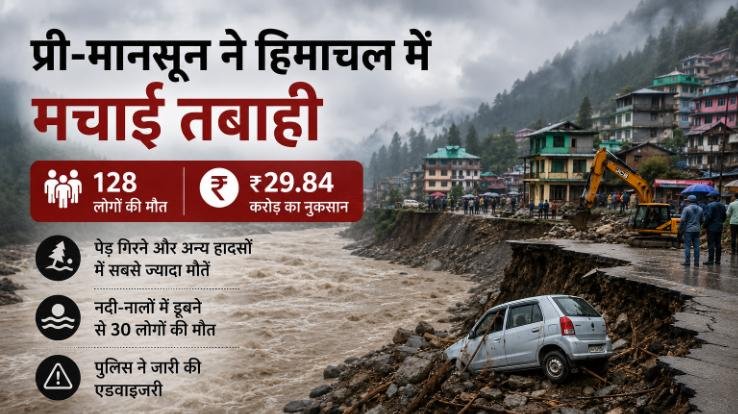 Pre-monsoon havoc in Himachal: 128 deaths in four months; losses worth ₹29.84 crore.