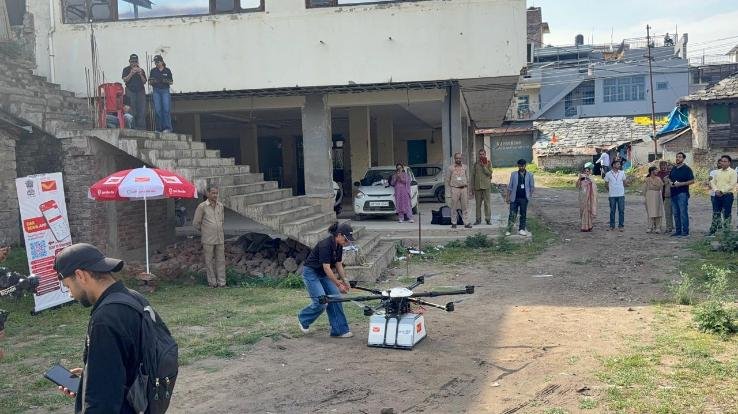 An initiative by the Department of Posts: Drones land a 'postman's job' in the mountains of Himachal, delivering letters across 20 km in just five minutes.