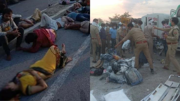 ट्रक से डीसीएम की टक्कर में 23 मजदूरों की मौत