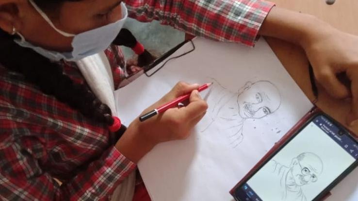 Students-write-essay-about-Mahatma-Gandhi