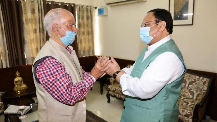 Jagat Prakash Nadda met senior BJP leader Shanta Kumar