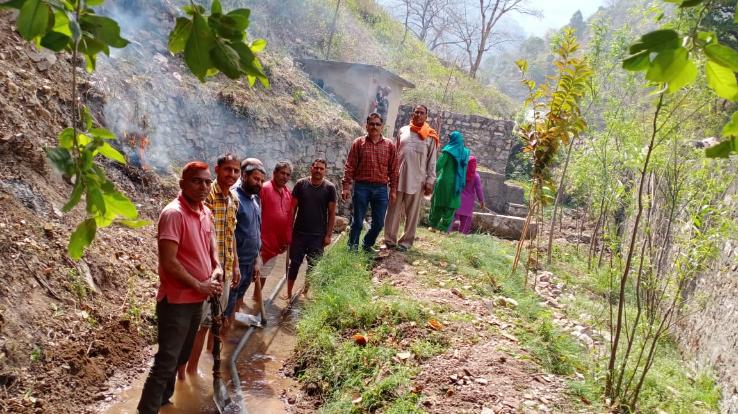 Local people cleaned the source of water in Samyanti