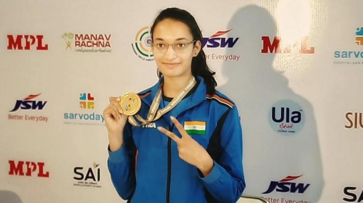  India's Chinki Yadav won gold medal in women's 25 meter pistol