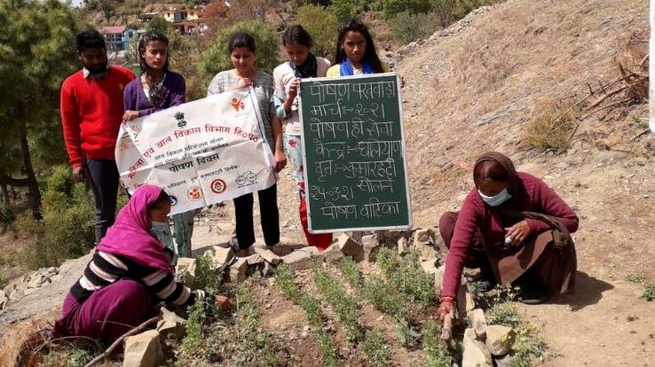 Nutrition message given by setting up a nutrition garden