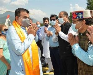 Union Surface and Transport Minister Nitin Gadkari arrived to visit Atal Tunnel Rohtang