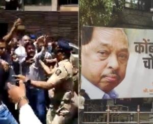 Shiv Sainiks furious over 'slap Uddhav Thackeray', create ruckus in Narayan Rane's house