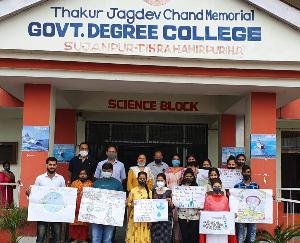 Sujanpur: Slogan writing and poster making competition organized on Wildlife and Water Safety Day