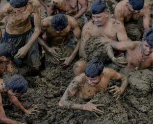 Villagers celebrate Diwali by throwing cow dung at each other in Tamil Nadu