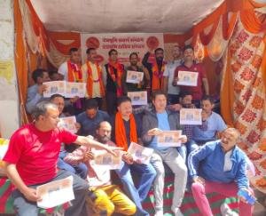 Members of the organization sitting on a gradual hunger-strike for the release of the office-bearers