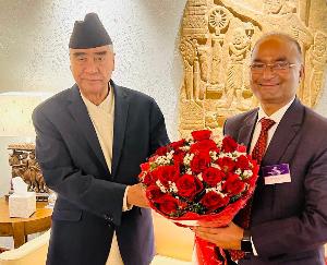 Nandlal Sharma talks to the PM of Nepal