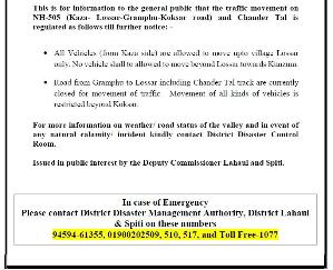 Lahaul: Do not travel now on Kaza Manali via Kunzum Pass route