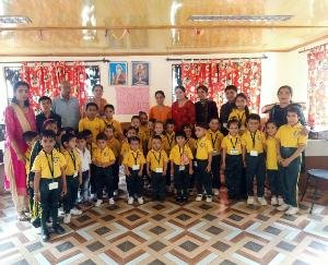 Reading poems composed by Gurudev Rabindranath Tagore in Shamati School