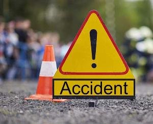 The car driver hit the parked bus