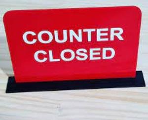 cash counter closed