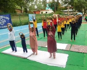 Yoga done in BL Central Senior Secondary School