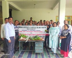 Demonstration of vegetables planted in one-day agricultural extension camp