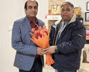 Dr. KR Arya congratulated Abhishek Jain on getting the responsibility of education department