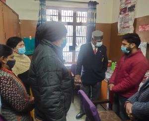 Health Minister Dr. Col. Dhaniram Shandil did a surprise inspection of Primary Health Center