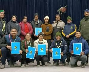 Rover Om Dutt of Degree College Solan led the contingent of The Bharat Scouts and Guides Himachal Pradesh